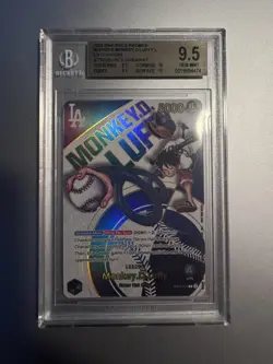 9.5 DODGERS X ONE PIECE MONKEY D LUFFY PROMO CARD EB02-010 - Image 1