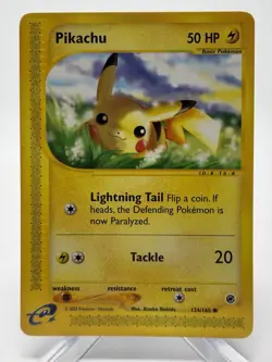 Pokemon Pikachu 124/165 Expedition Base Set 2002 WOTC Vintage e-Reader Card - Image 1