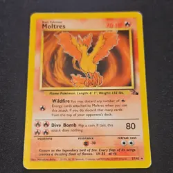Moltres 27/62 Fossil Unlimited Non Holo Rare WOTC Vintage Pokemon Card - Image 1