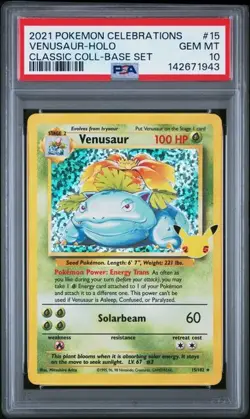 Pokemon Venusaur Celebrations 15/102 PSA 10 - Image 1