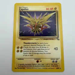 Pokemon TCG Zapdos 30/62 Fossil Non Holo Rare Vintage Card NM / LP - Image 1