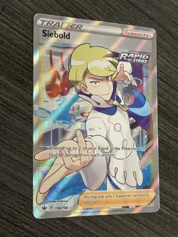 Siebold Pokemon 198/198 Chilling Reign Ultra Rare Full Art Trainer Holo NM-MINT - Image 2