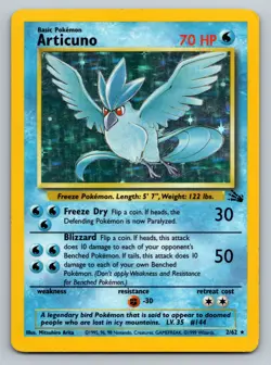 Pokemon TCG Articuno Fossil Holo Rare Unlimited 2/62 70 HP 1999 English WOTC - Image 1