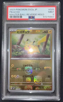 2023 Pokemon SV Japanese Pikachu Reverse Holo Master Ball Common #025/165 PSA 9 - Image 1