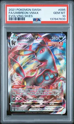 2021 POKEMON SWORD & SHIELD EVOLVING SKIES #095 FULL ART/UMBREON VMAX PSA 10 - Image 1