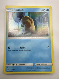 Pokemon TCG Psyduck Holo Card Detective Pikachu 7/18 Common - Image 1