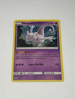 Pokemon Card TCG Mewtwo SM77 Sun & Moon Promo Cosmos Holo SWIRL P20 NM - Image 1