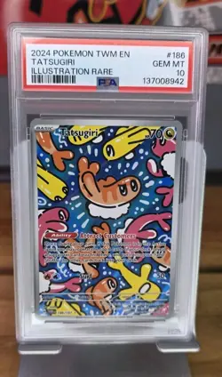 2024 POKEMON TWM EN # 186/167 PSA GEM MT 10 TATSUGIRI ILLUSTRATION RARE . - Image 1