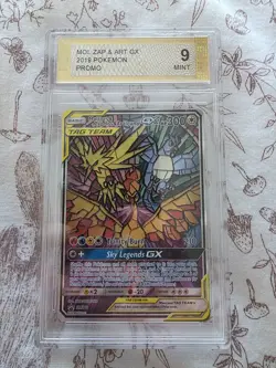 Graded 9 Moltres Zapdos Articuno GX SM210 Hidden Fates ETB Promo Pokemon TCG - Image 1