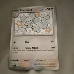 Pokemon TCG Maushold 70 HP Holo Shiny Rare SV Paldean Fates 210/091 English - Image 1