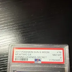 2017 Pokemon Shining Legends Mewtwo GX 78/73 Secret Rare Holo PSA 8 - Image 4