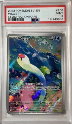 2023 PSA 9 Wiglett #206 Illustration Rare Pokemon TCG Scarlet & Violet Base Set - Image 1