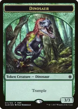 Dinosaur // Treasure Double-Sided Token [Friday Night Magic 2017] Foil Near Min - Image 1