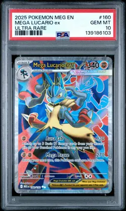 Mega Lucario EX 160/132 Ultra Rare Meg En-mega Evolution Pokemon PSA 10 - Image 1