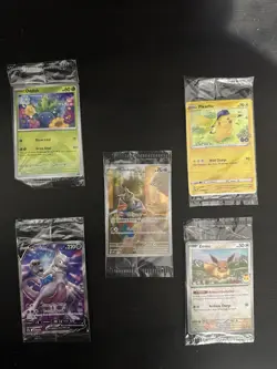 Joblot 5 New & Sealed Promo Pokemon Cards Bundle Mimikyu 075 Pikachu Eevee - Image 1
