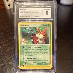 CGC 8 Wurmple 78/109 EX Ruby & Sapphire Common Regular English 2003 Pokemon Card - Image 1