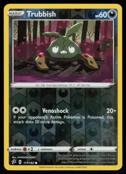 Trubbish 117/192 Common Rebel Clash Pokemon Reverse Holo Lightly Played - Image 1