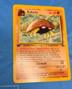 Pokemon Card Kabuto 1st Edition Fossil, Regular, 50/62, NM/LP Condition - Image 3