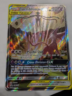 Pokemon TCG Espeon and Deoxys GX Holo Card SM240 Tag Team Black Star Promo NM - Image 1