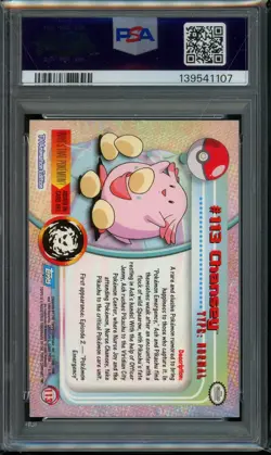 2000 Topps Pokemon TV Chansey #113 Animation Series 2 Foil Blue Label PSA 9 Mint - Image 2