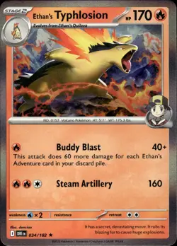 Ethan's Typhlosion 034/182 Rare Destined Rivals Pokemon Holo Near Mint - Image 1
