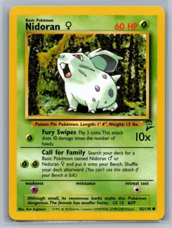 Nidoran F Base Set 2 #082/130 Common Pokemon Card - Image 1