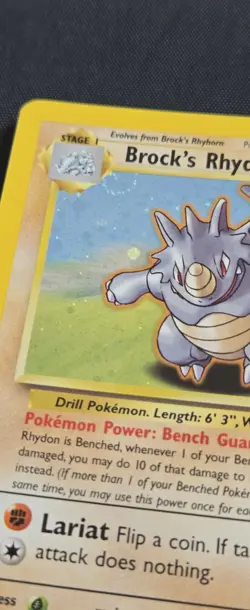 Pokemon TCG Brock's Rhydon - 🌀SWIRL 🌀Gym Heroes Holo Card 2/132 Rare - Image 2