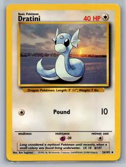 Dratini Base Set #026/102 Uncommon Pokemon Card - Image 1