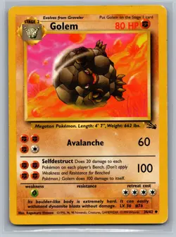 Golem Fossil #36/62 Uncommon Pokemon Card - Image 1