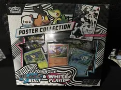 Pokemon Black Bolt White Flare 4 Booster Pack Poster Collection Box - NEW SEALED - Image 1