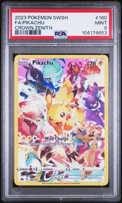 2023 POKEMON SWORD & SHIELD CROWN ZENITH #160 FULL ART/PIKACHU PSA 9 - Image 1