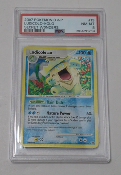 Pokemon Diamond & Pearl Secret Wonders #13 Ludicolo Holo PSA 8 SWIRL, Holo Bleed - Image 1