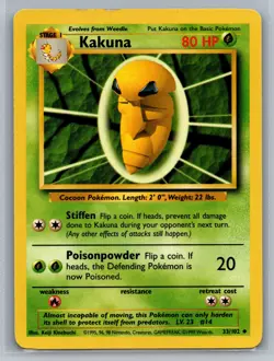 Kakuna Base Set #033/102 Uncommon Pokemon Card - Image 1