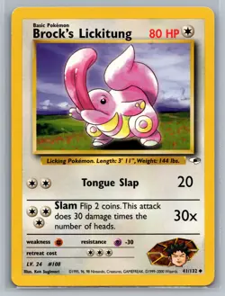 Brock's Lickitung Gym Heroes #041/132 Uncommon Pokemon Card - Image 1