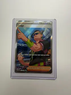 Pokemon TCG Judge Trainer Full Art Destined Rivals Ultra Rare Card 222/182 - Image 1