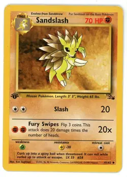 Sandslash 41/62 1st Edition Fossil Pokemon Card - Image 1