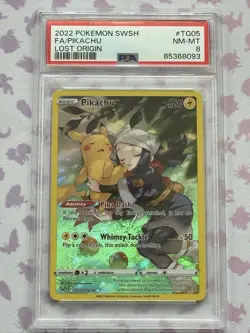 Pokemon TCG Lost Origin Pikachu TG05/TG30 PSA 8 - Image 1