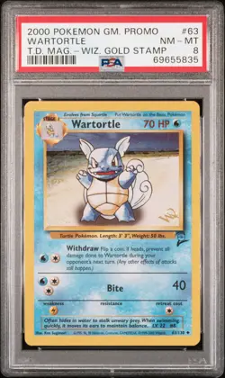 2000 POKEMON GAME PROMO TOP DECK MAGAZINE W/WIZARDS GOLD STAMP WARTORTLE PSA 8 - Image 1