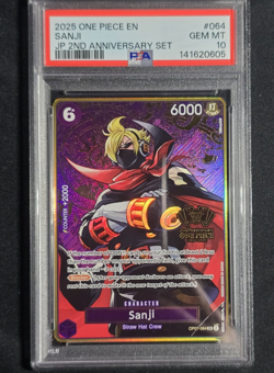 2025 One Piece Sanji OP07-064 2nd Anniversary Set ENG PSA 10 Gem Mint - Image 1