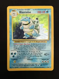 Pokemon TCG-Base Set Blastoise 2/102 Holo Rare Pokemon Card WOTC- MP - Image 1