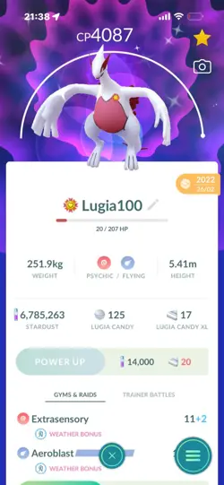 Pokemon Go Shiny Legendary Lugia ( High CP ) - Image 1