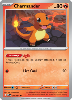 Charmander 011/094 C Phantasmal Flames Reverse Holo NM/M Pokemon - Image 4