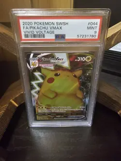 2020 Pokemon SWSH Vivid Voltage #044 Pikachu VMAX PSA 9 Mint Rare Holo FA - Image 1