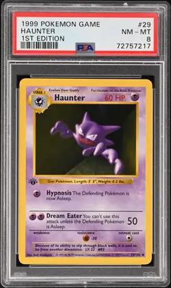 1999 POKEMON BASE SET 1ST EDITION #29 HAUNTER PSA 8 - Image 1