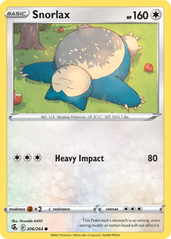 Snorlax 206/264 Common Fusion Strike Pokemon Reverse Holo NM/M - Image 4