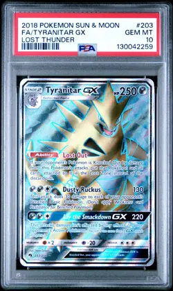 Pokemon Tyranitar GX Lost Thunder Full Art #203 PSA 10 Gem Mint - Image 1