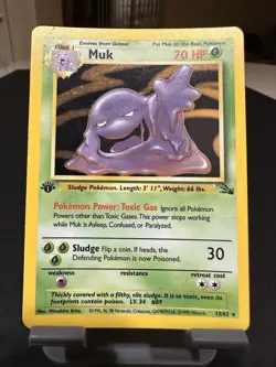 Pokemon TCG Muk Holo Rare Fossil 13/62 70 HP English - 1st Edition - Image 2