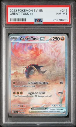2023 POKEMON SVI EN-SCARLET & VIOLET #246 GREAT TUSK EX PSA 8 - Image 1