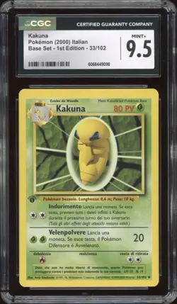 2000 Pokemon ITALIAN 1st Edition Base Set Kakuna 33/102 CGC 9.5 MINT + - Image 1
