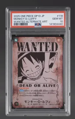 2025 One Piece Japanese OP13 JP #118 Monkey D Luffy Wanted Alternate Art - Image 1